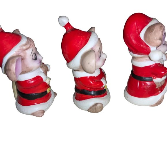 Vintage 1980's Set of 3 Ceramic Christmas Mice - Picture 5 of 11